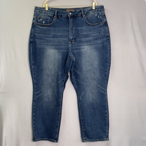 Judy Blue Slim Fit Medium Wash High Rise Jeans Plus Sz 22W JB88776 DK Whiskered - Picture 1 of 16